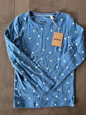 Mini Boden Blue Polka Dot Knit Top